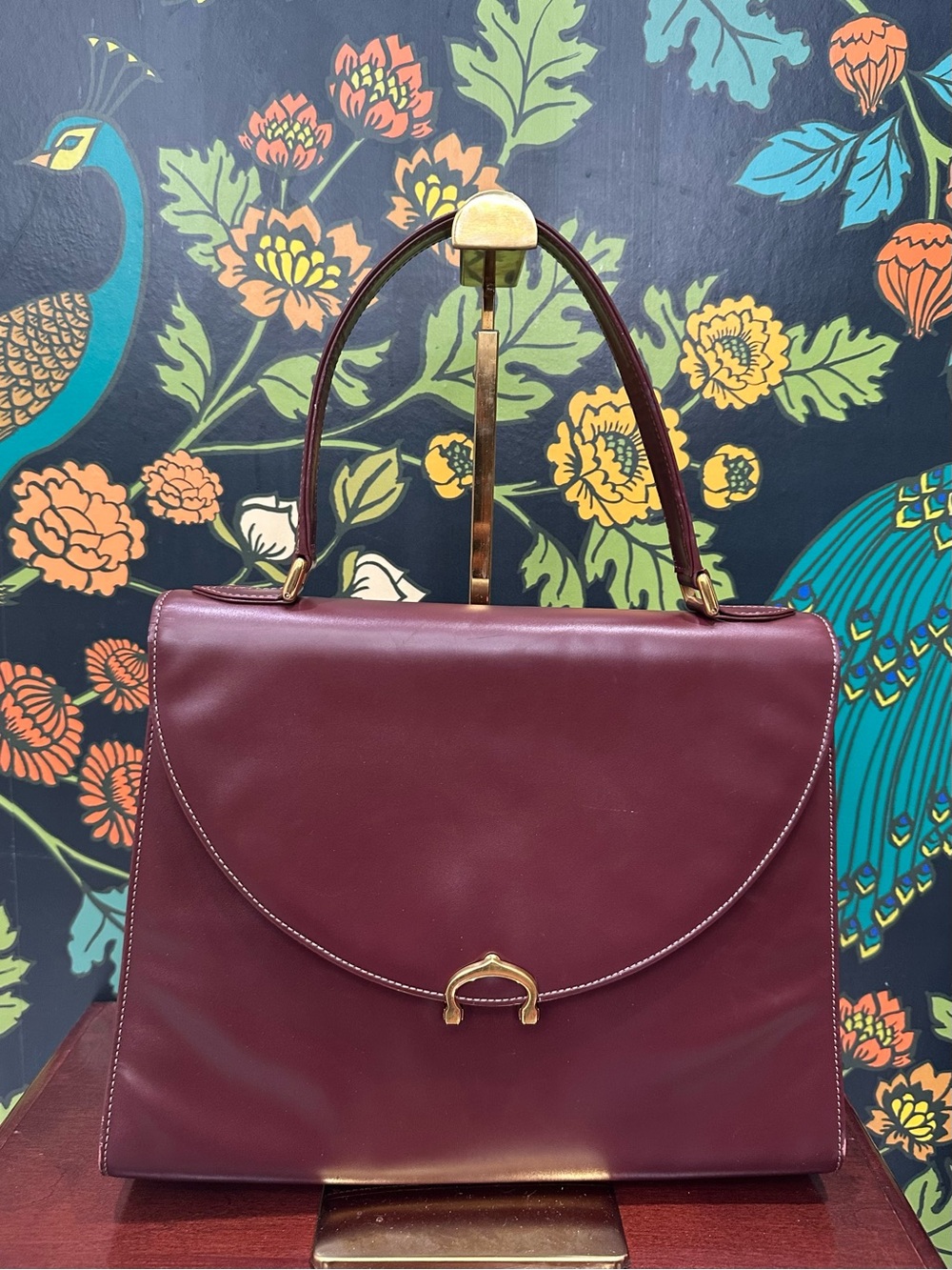 Vintage Must de Cartier Bordeaux Leather Top Handle Handbag Purse France - Picture 3 of 12